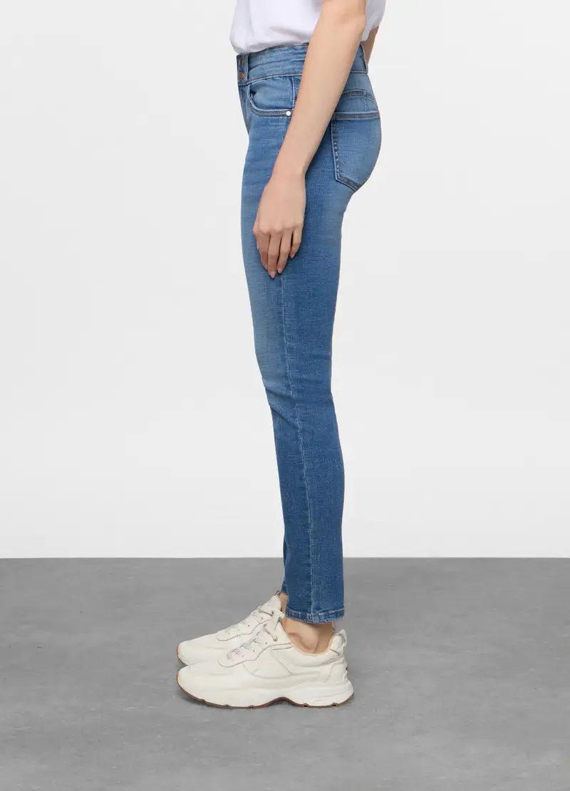 5 Tasche Fit Skinny Push Up In Denim Stretch Donna, Blu miniatura 2