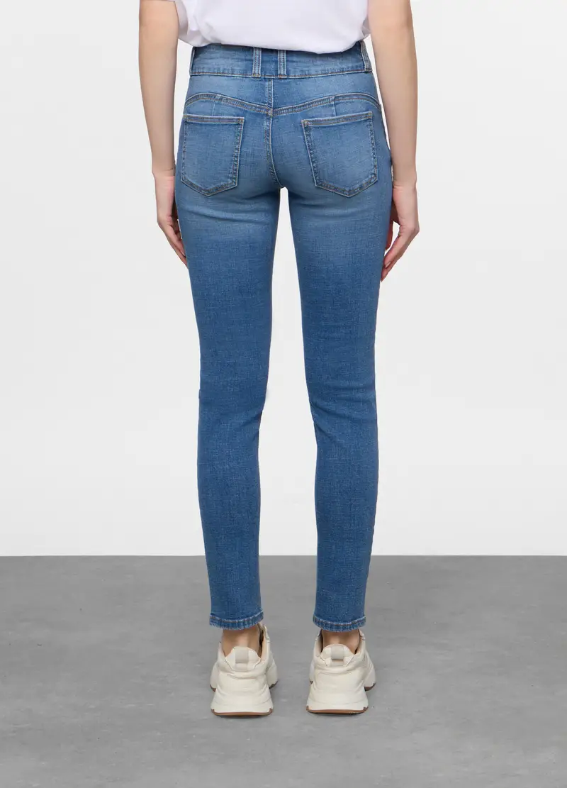 5 Tasche Fit Skinny Push Up In Denim Stretch Donna, Blu miniatura 3