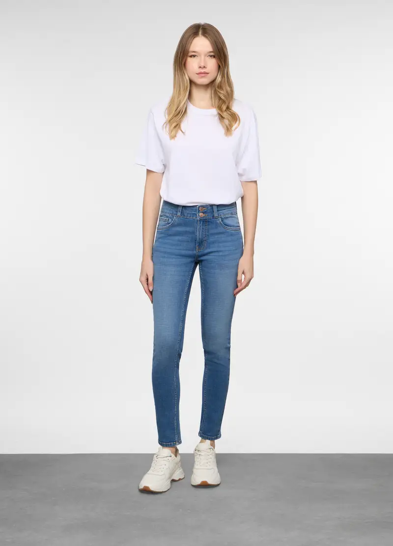 5 Tasche Fit Skinny Push Up In Denim Stretch Donna, Blu