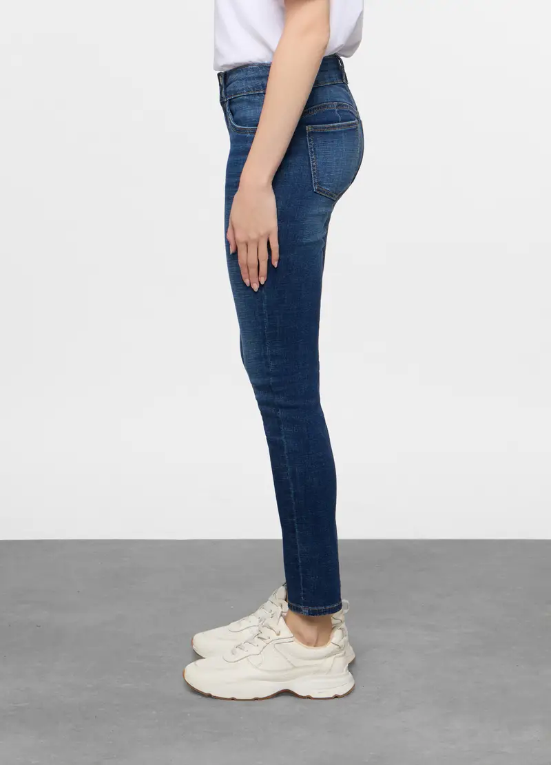 5 Tasche Fit Skinny Push Up In Denim Stretch Donna, Blu scuro miniatura 2