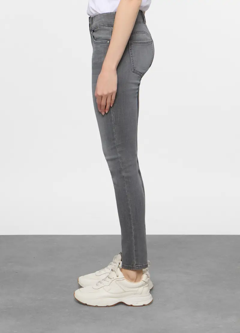 5 Tasche Fit Skinny Push Up In Denim Stretch Donna, Grigio pietra miniatura 2