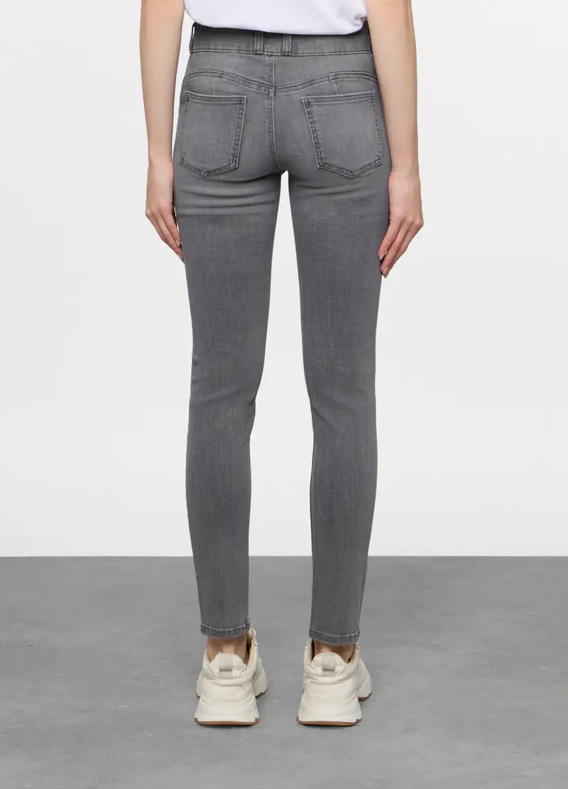 5 Tasche Fit Skinny Push Up In Denim Stretch Donna, Grigio pietra miniatura 3