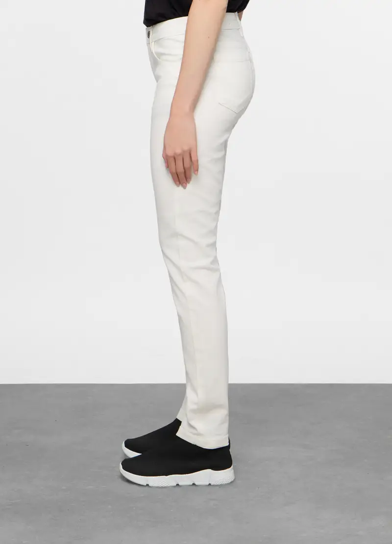 5 Tasche Fit Slim In Cotone Stretch Donna, Bianco miniatura 2