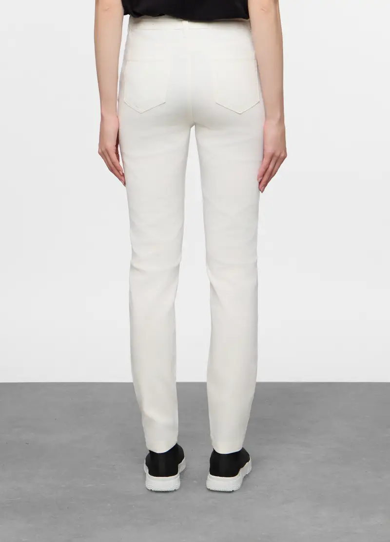 5 Tasche Fit Slim In Cotone Stretch Donna, Bianco miniatura 3
