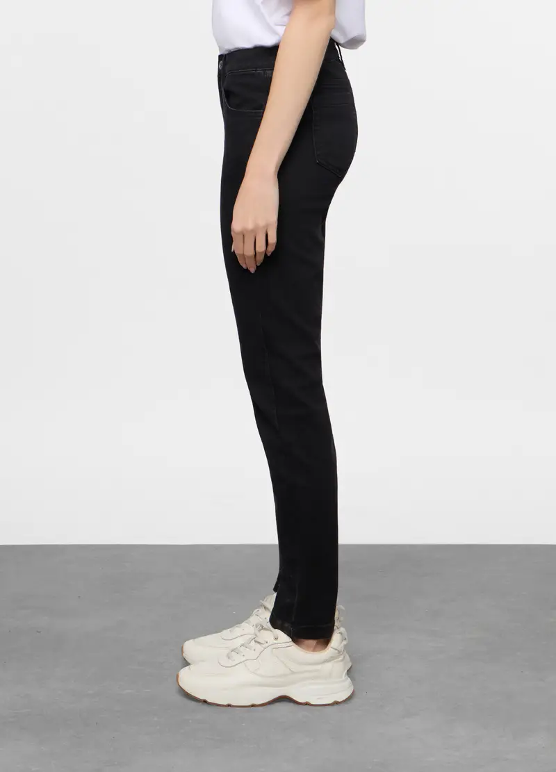 5 Tasche Fit Slim In Cotone Stretch Donna, Nero miniatura 2