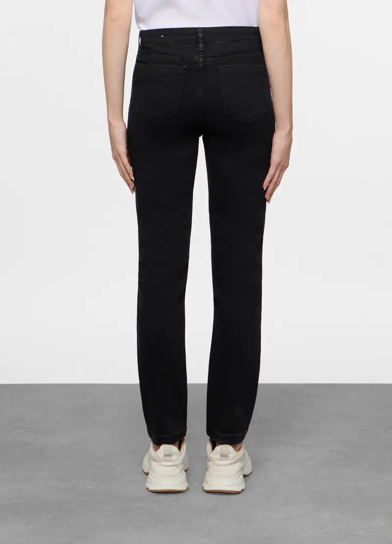 5 Tasche Fit Slim In Cotone Stretch Donna, Nero miniatura 3