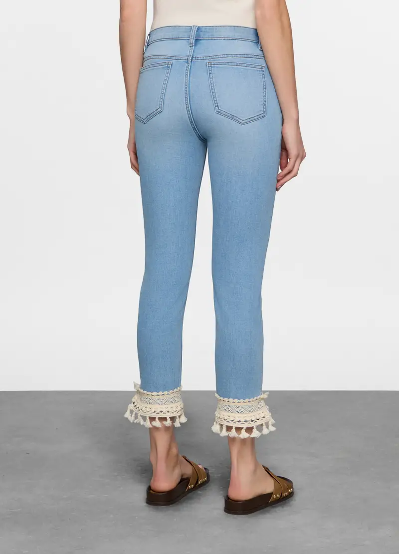 5 Tasche Fit Slim In Denim Stretch Con Tape Al Fondo Donna, Azzurro chiaro miniatura 2