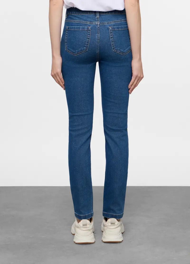 5 Tasche Fit Slim In Denim Stretch Donna, Blu miniatura 3