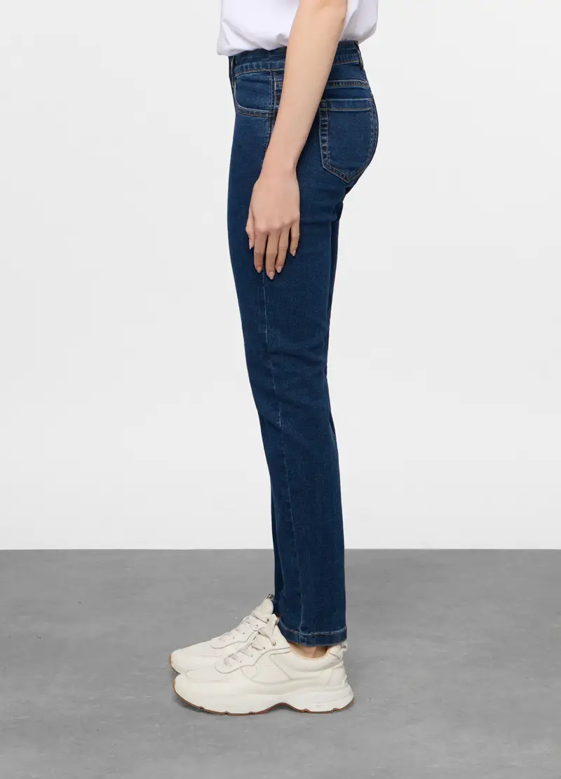 5 Tasche Fit Slim In Denim Stretch Donna, Blu scuro miniatura 2