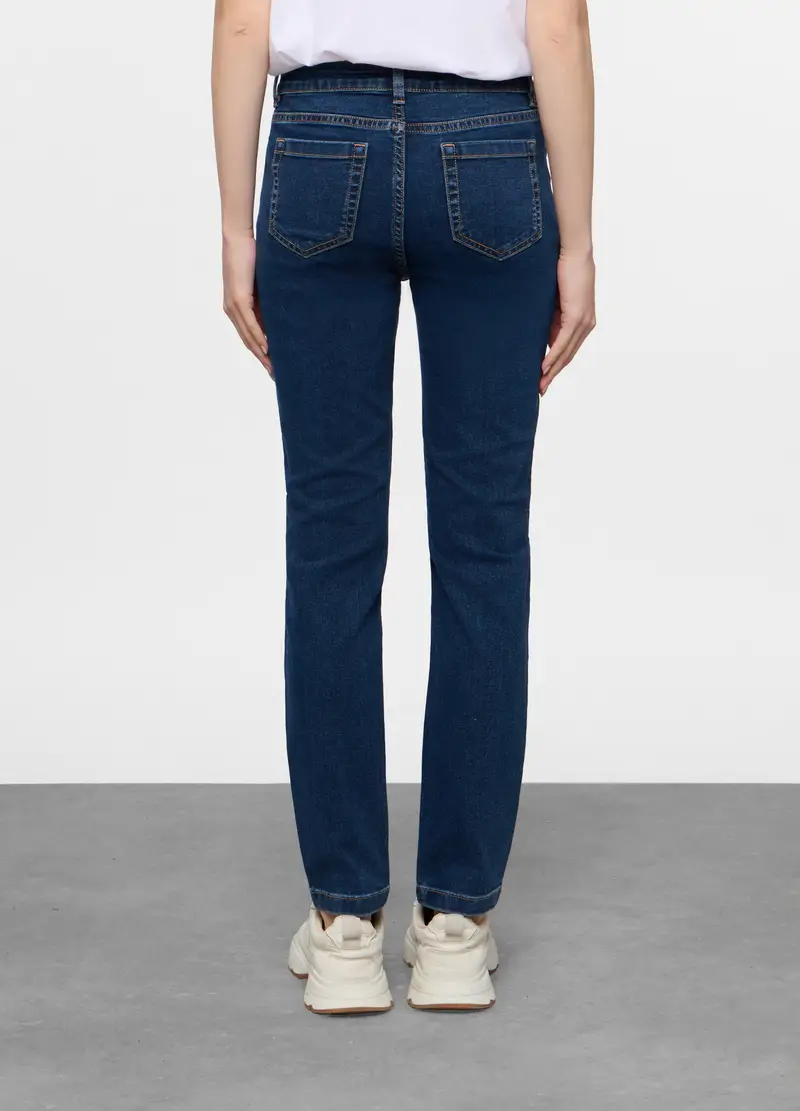 5 Tasche Fit Slim In Denim Stretch Donna, Blu scuro miniatura 3