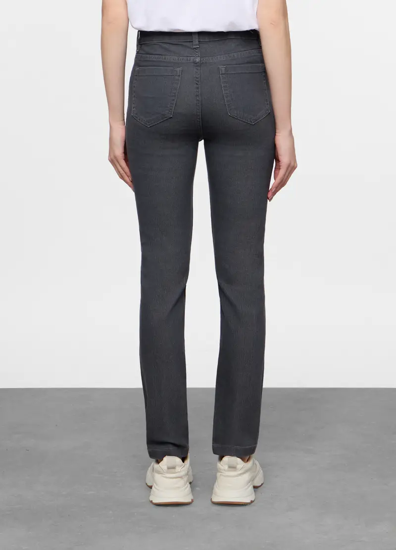 5 Tasche Fit Slim In Denim Stretch Donna, Grigio pietra miniatura 3