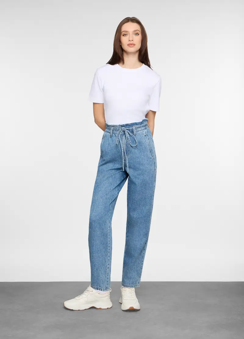 5 Tasche Fit Slouchy In Denim Donna, Blu denim