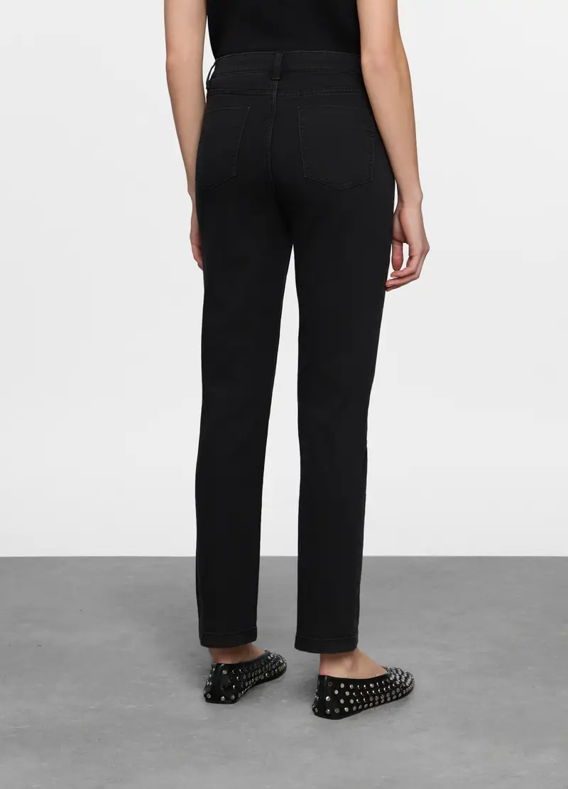 5 Tasche Fit Straight In Cotone Stretch Donna, Nero miniatura 2