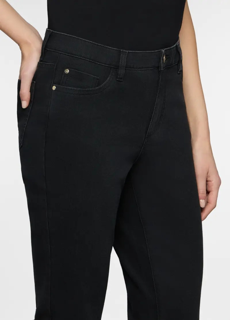 5 Tasche Fit Straight In Cotone Stretch Donna, Nero miniatura 3