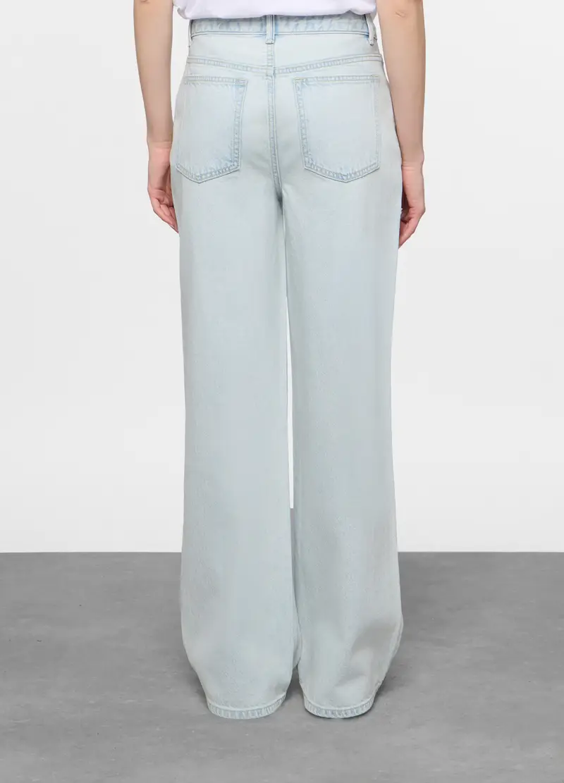 5 Tasche Fit Wide Con Fondo Risvoltato In Denim Donna, Azzurro miniatura 3