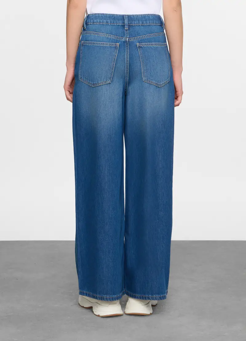 5 Tasche Fit Wide In Denim Donna, Blu denim miniatura 3