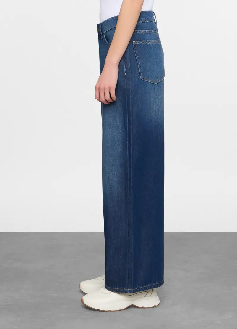 5 Tasche Fit Wide In Denim Donna, Blu scuro miniatura 2