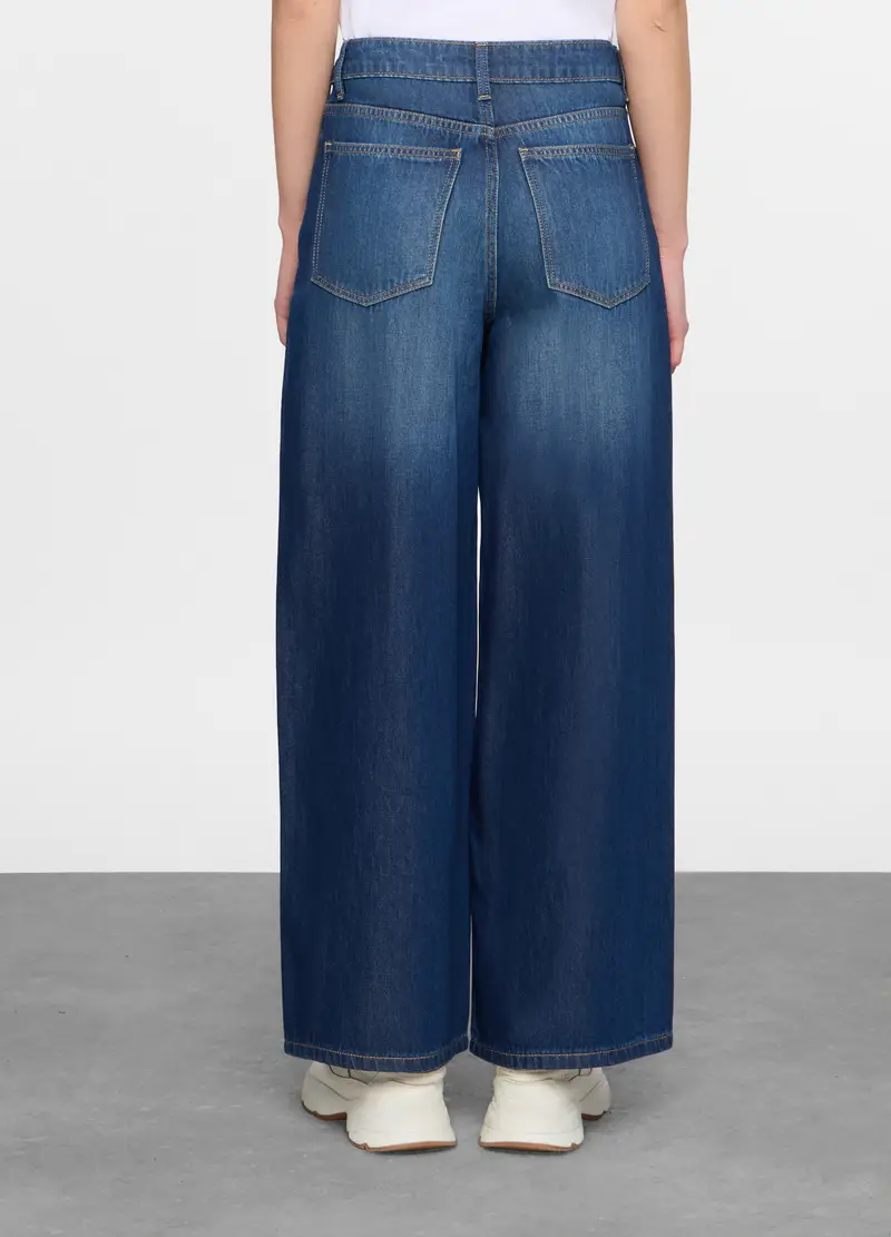 5 Tasche Fit Wide In Denim Donna, Blu scuro miniatura 3