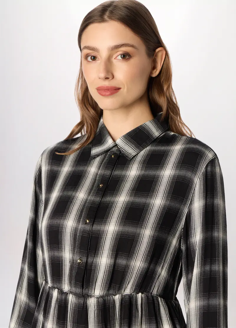 Abito Corto A Balze Donna, Nero stampa 1 miniatura 3