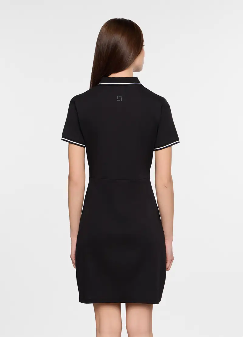 Abito Corto In Costina Stretch Donna, Nero miniatura 2