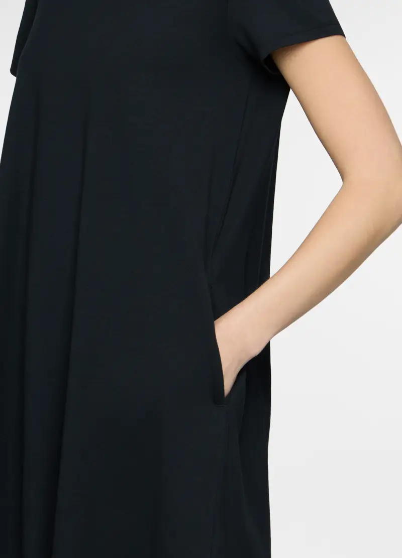 Abito Corto In Jersey Di Cotone Stretch Donna, Nero miniatura 3