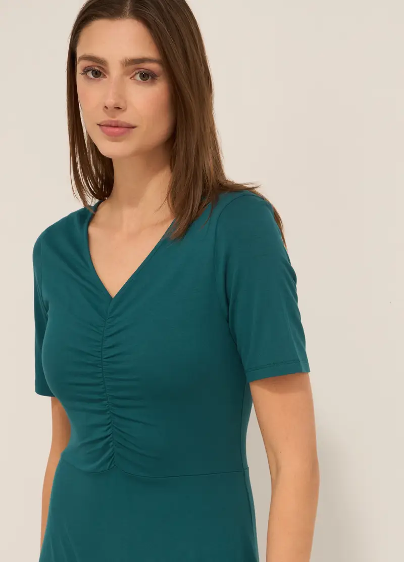 Upim, Abito Corto In Jersey Di Viscosa Stretch Donna, Verde ottanio, Taglia: XS miniatura 2