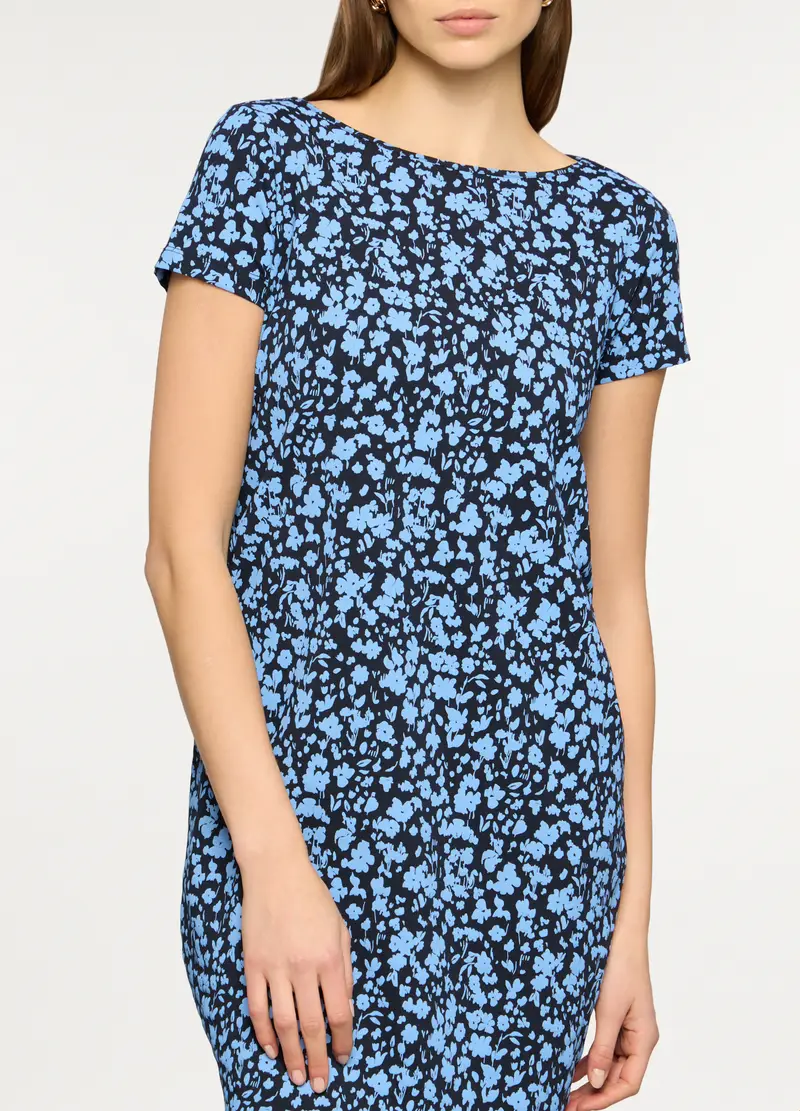 Abito Corto In Jersey Stretch Donna, Blu navy miniatura 3