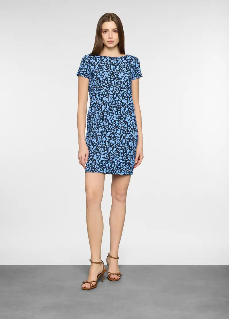 Abito Corto In Jersey Stretch Donna, Blu navy