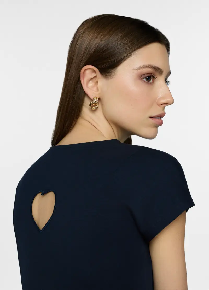 Abito Corto In Jersey Stretch Donna, Blu scuro miniatura 3