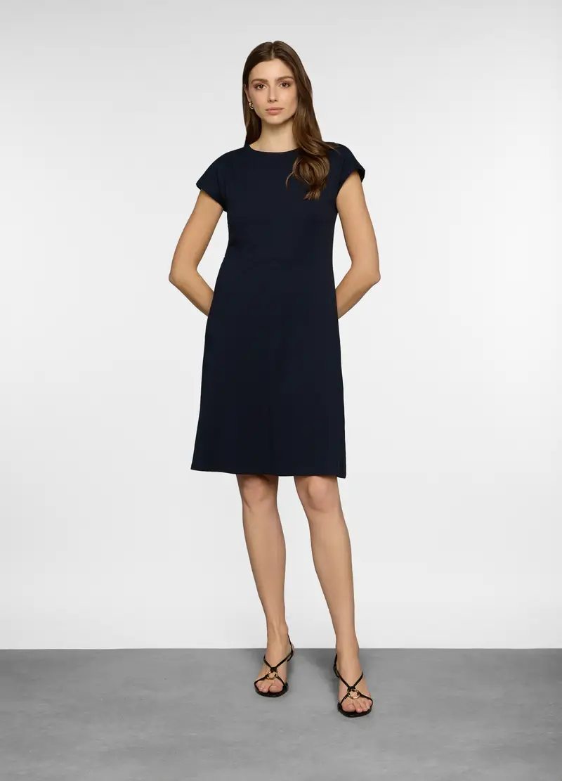 Abito Corto In Jersey Stretch Donna, Blu scuro