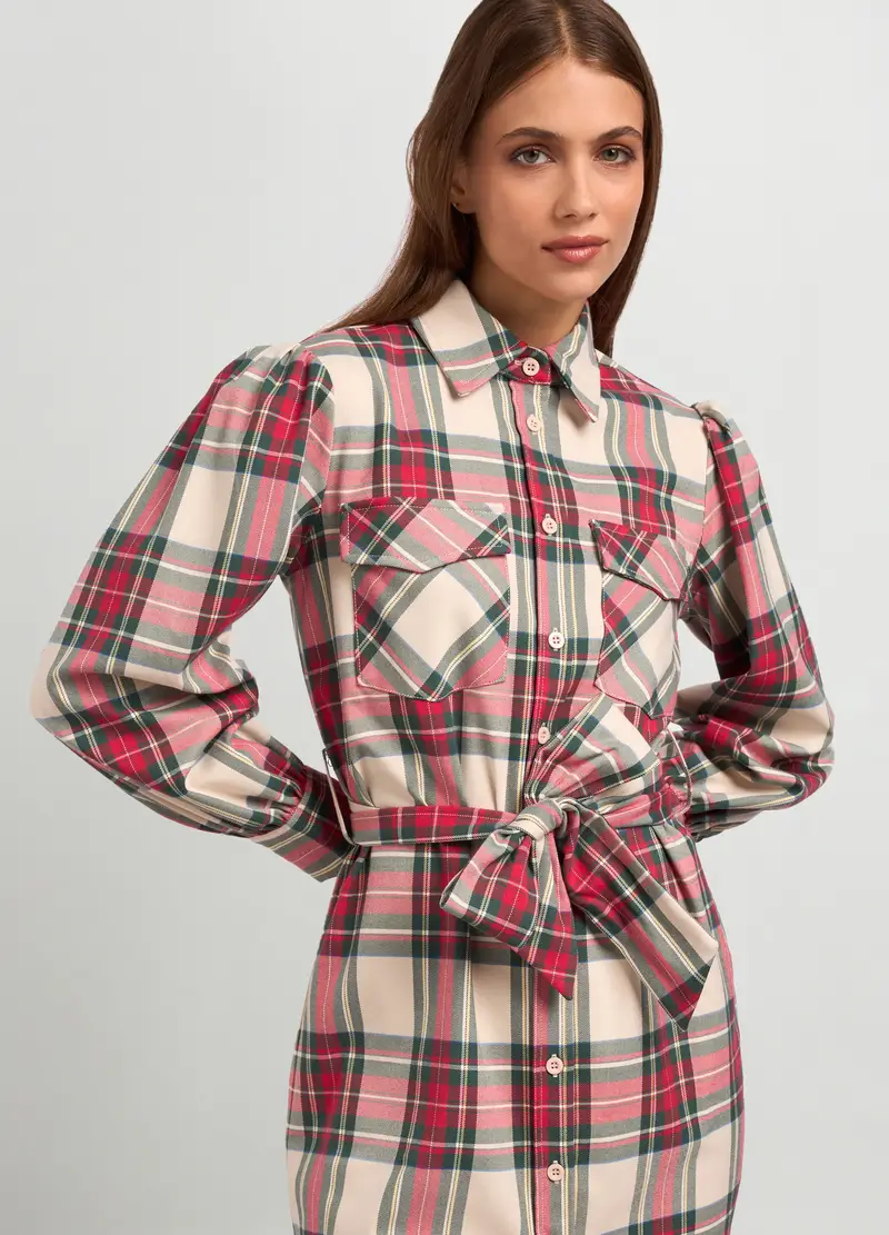 Abito Corto In Misto Viscosa Donna, Beige chiaro miniatura 3