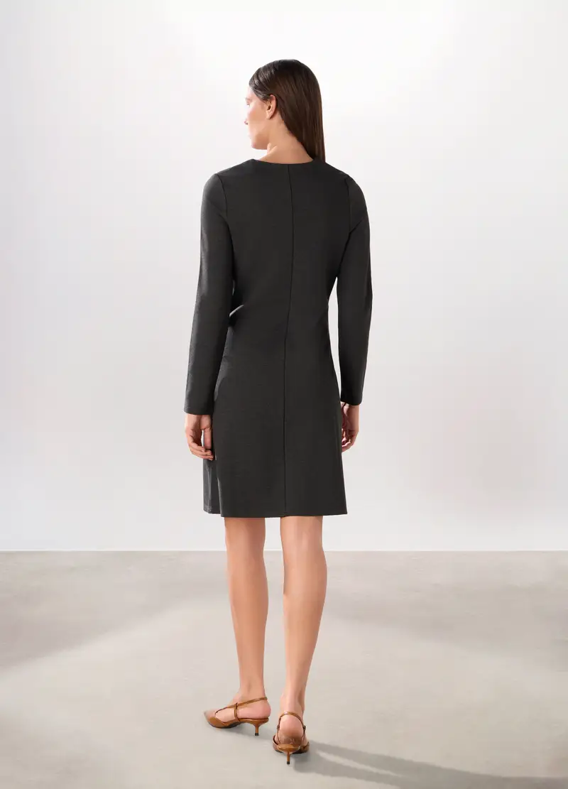 Abito Corto In Misto Viscosa Donna, Grigio scuro miniatura 2