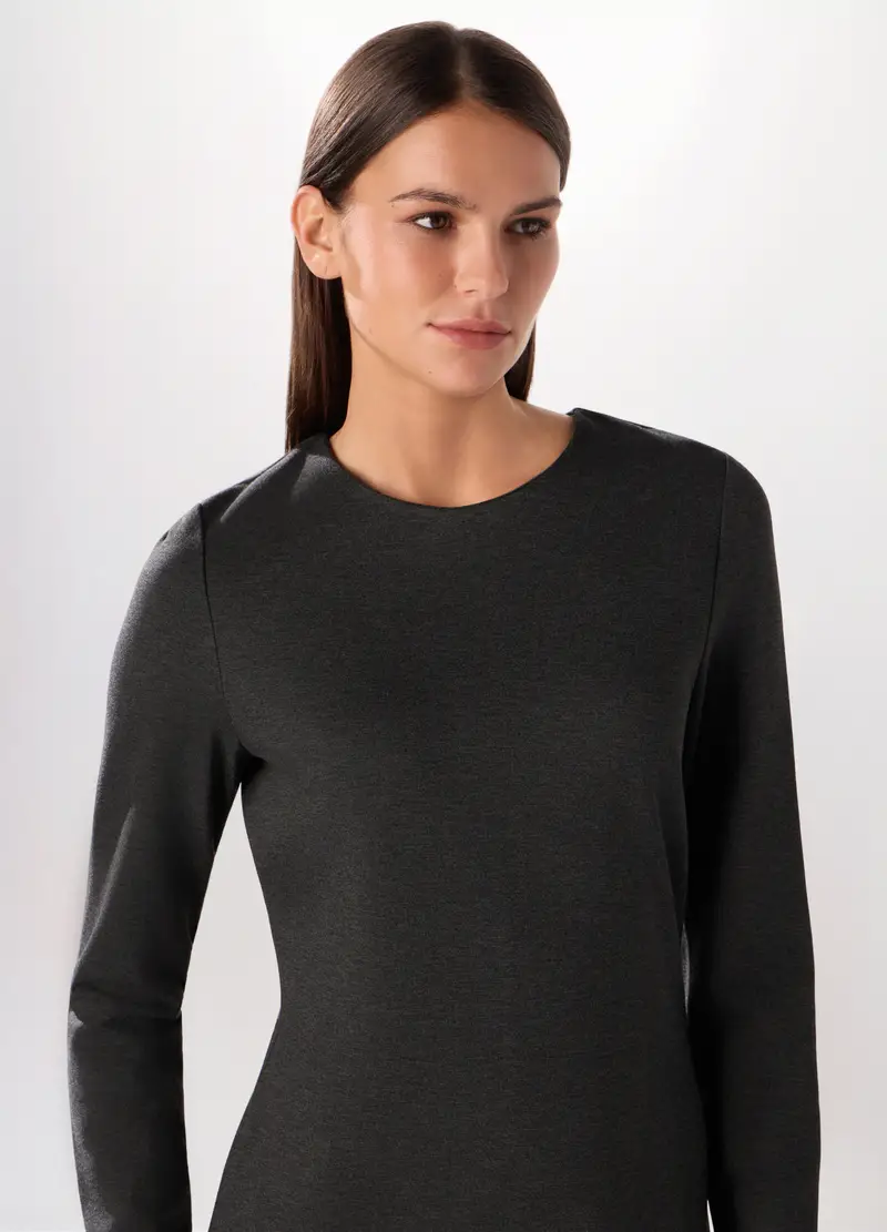 Abito Corto In Misto Viscosa Donna, Grigio scuro miniatura 3