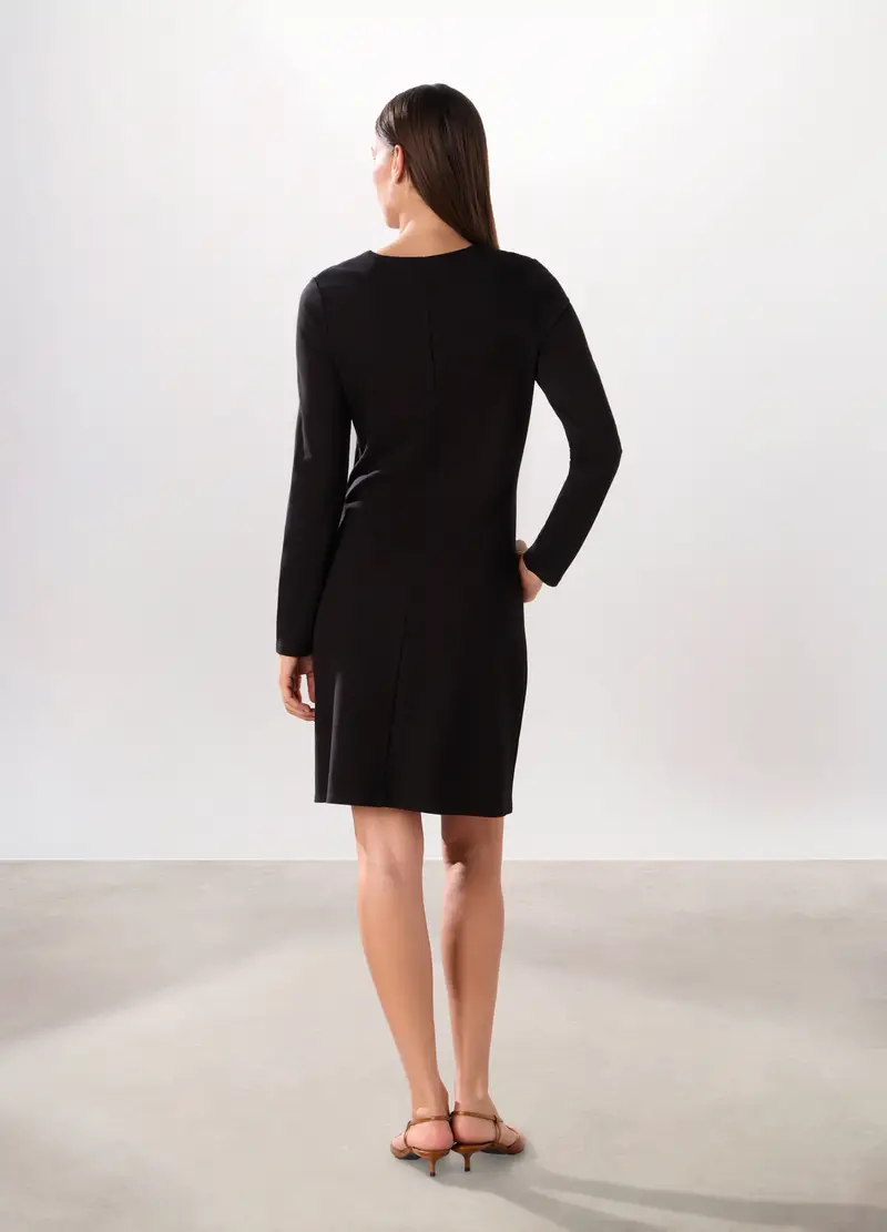 Abito Corto In Misto Viscosa Donna, Nero miniatura 2