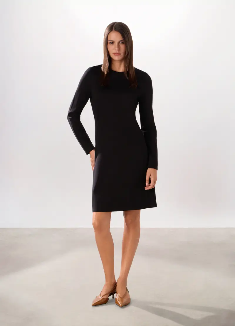 Abito Corto In Misto Viscosa Donna, Nero