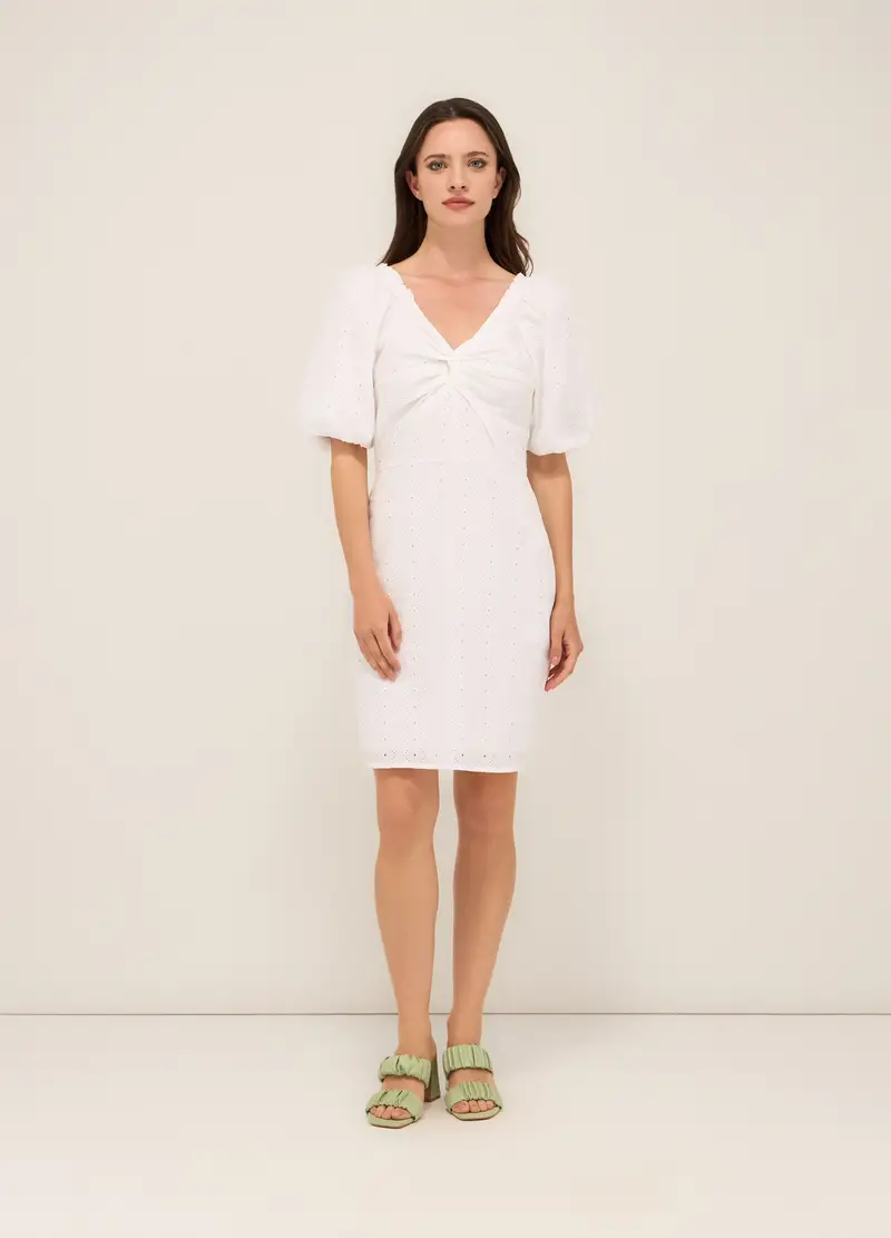 Upim, Abito Corto In Puro Cotone Sangallo Donna, Bianco gesso, Taglia: XS