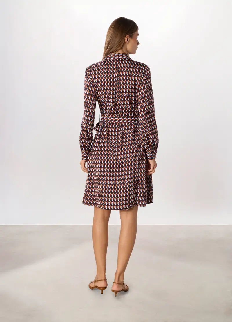 Abito Corto In Raso Donna, Blu navy miniatura 2