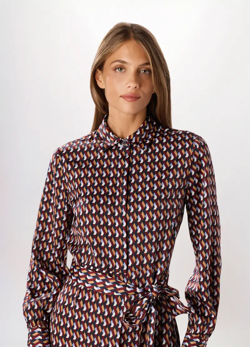 Abito Corto In Raso Donna, Blu navy miniatura 3