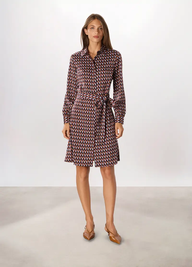 Abito Corto In Raso Donna, Blu navy