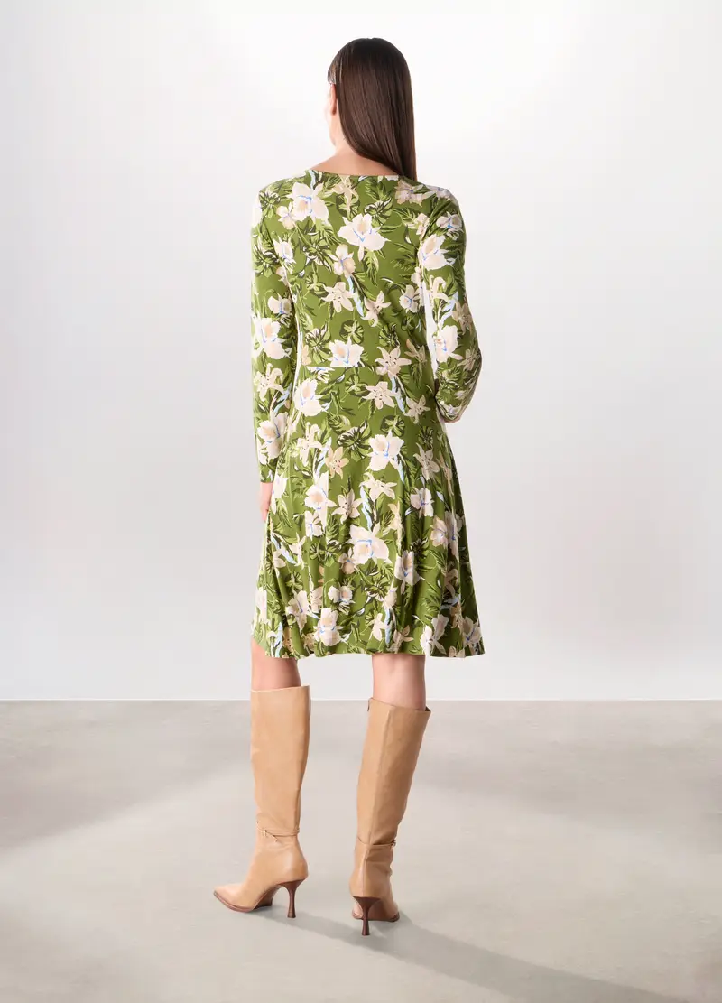 Abito Corto In Viscosa Stretch Donna, Verde chiaro miniatura 2