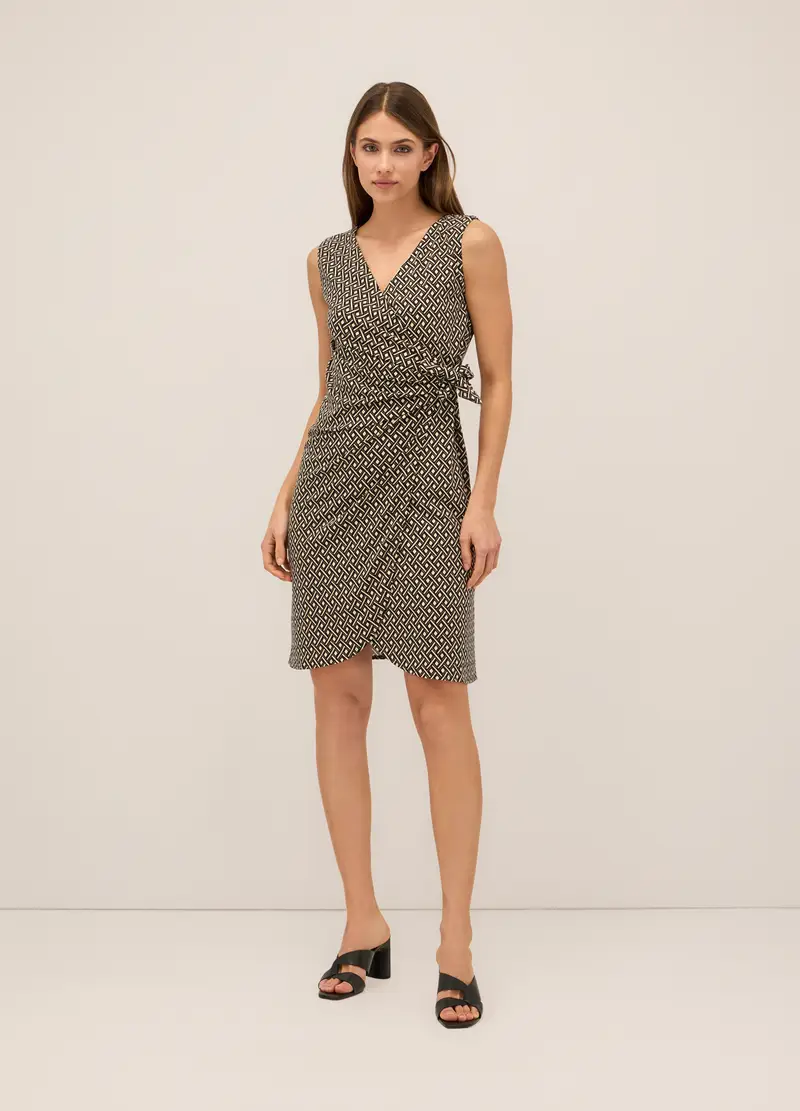 Upim, Abito Corto Incrociato In Jersey Stretch Donna, Nero/beige, Taglia: S