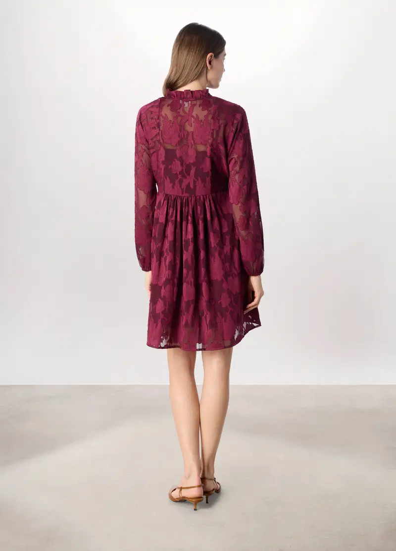 Abito Corto Jacquard Donna, Rosso bordeaux miniatura 2