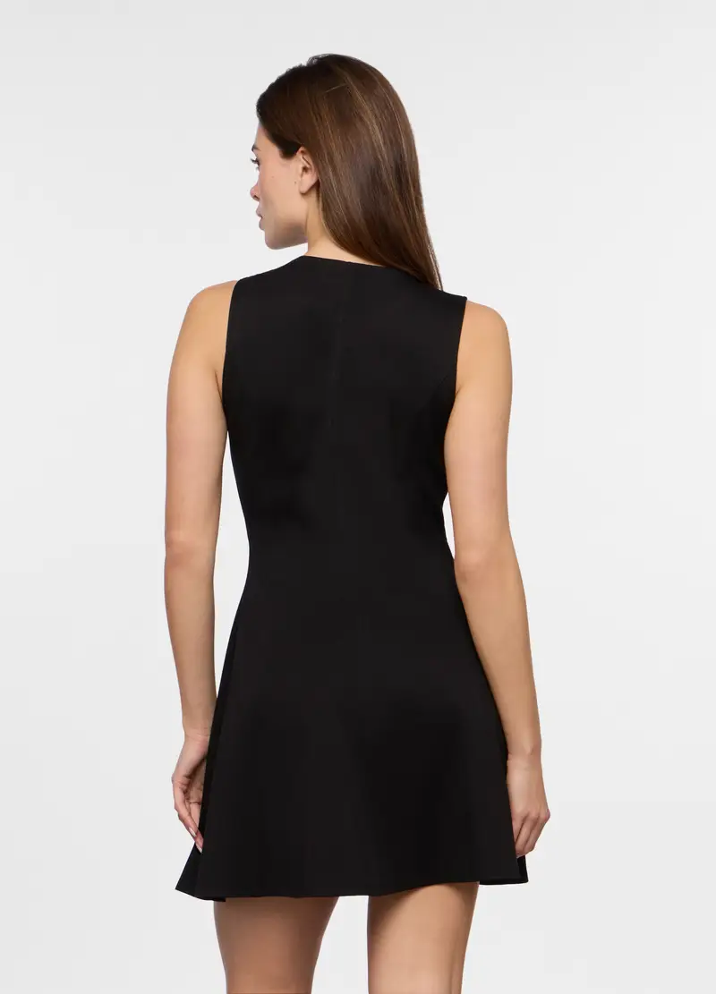 Abito Corto Misto Viscosa, Donna, Nero miniatura 2