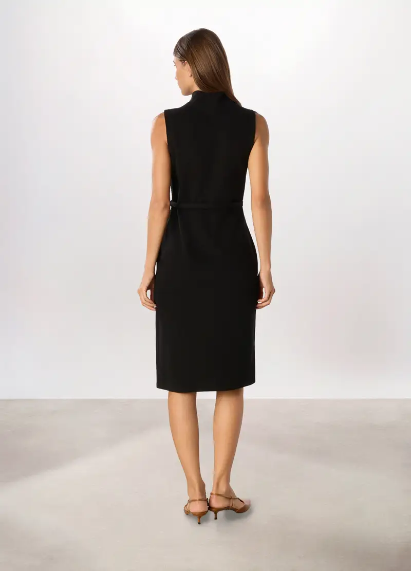 Abito Corto Smanicato In Misto Viscosa Donna, Nero stampa 1 miniatura 2