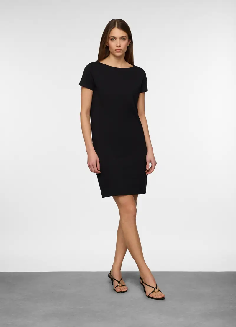 Abito Corto Stretch Donna, Nero