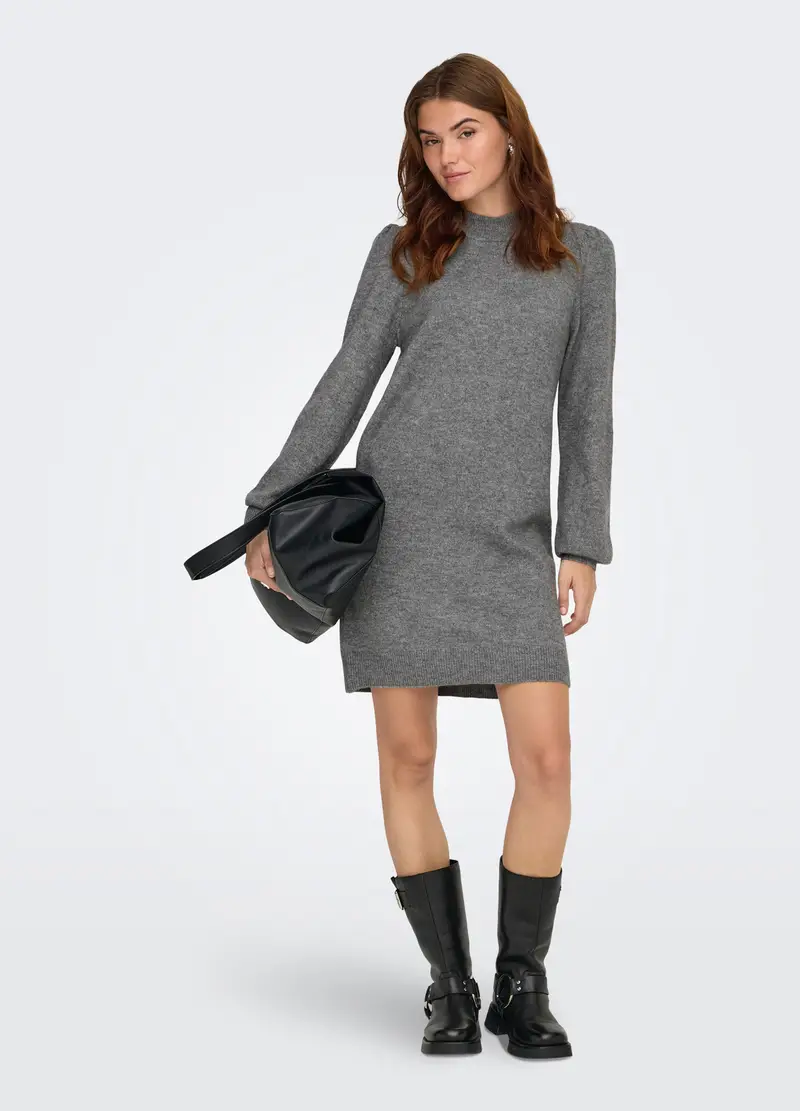 Abito Corto Tricot Donna, Unisex, Grigio chiaro melange miniatura 3