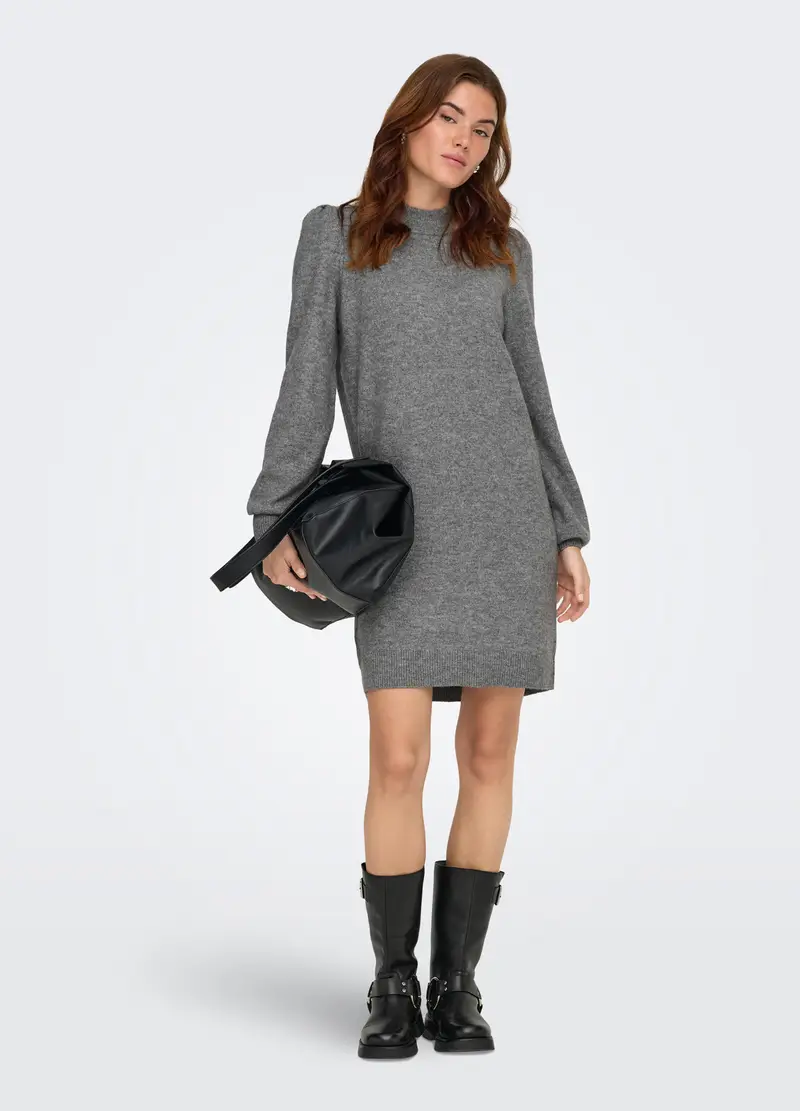 Abito Corto Tricot Donna, Unisex, Grigio chiaro melange