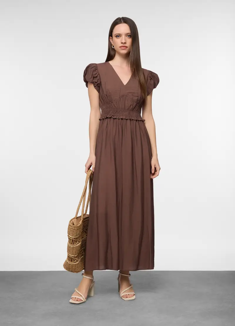 Abito Fitted Misto Viscosa Donna, Marrone cioccolato