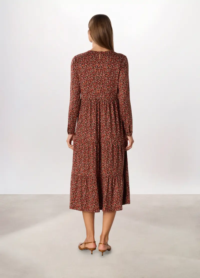 Abito In Jersey Con Stampa Donna, Marrone cioccolato miniatura 2