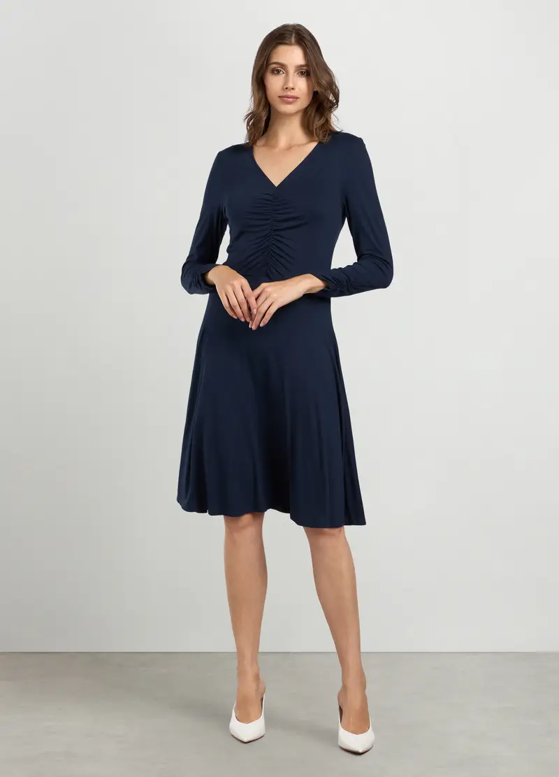 Abito In Jersey Di Viscosa Stretch Donna, Blu navy